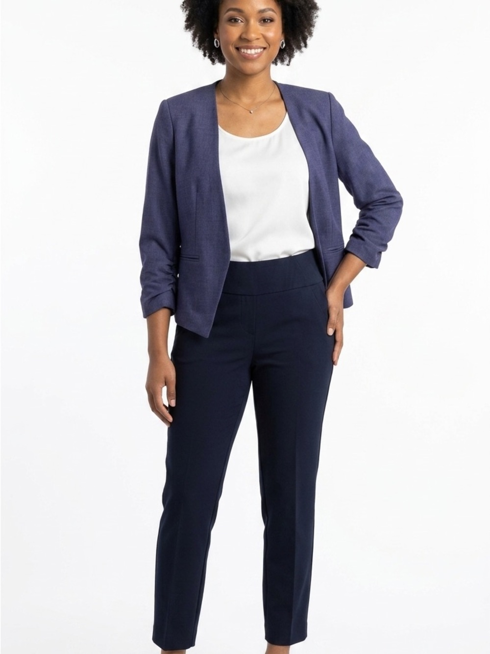 Soho Navy Pull-On Slim Trousers - Picture 1 of 7